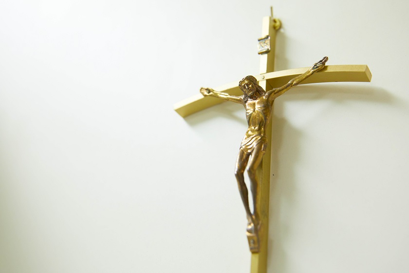 Close up of gold crucifix