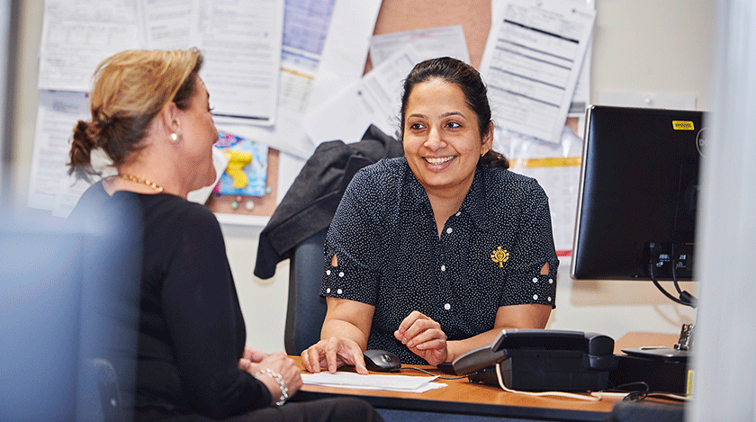  Nursing caregiver at desk