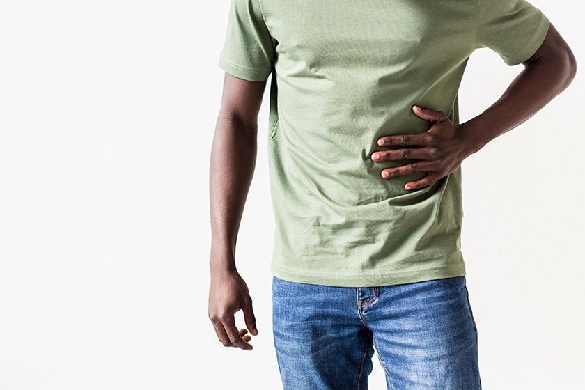 Person holding abdomen area