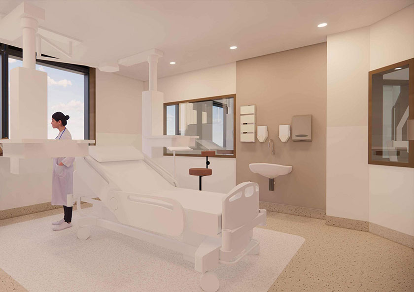 Artist impression of a typical ICU bedroom