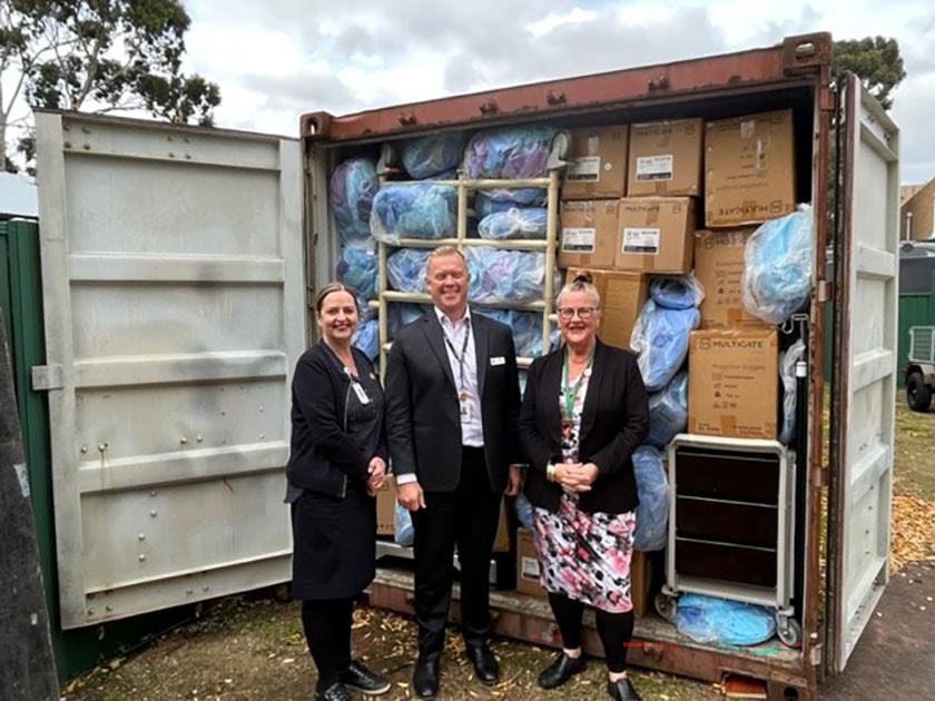 Tonga Twinning Coordinator Carolyn Mornane, CEO St John of God Ballarat and Warrnambool Hospitals Alex Demidov and Director Mission Integration Maureen Waddington