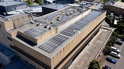 Solar panels on Ballarat Hospital roof