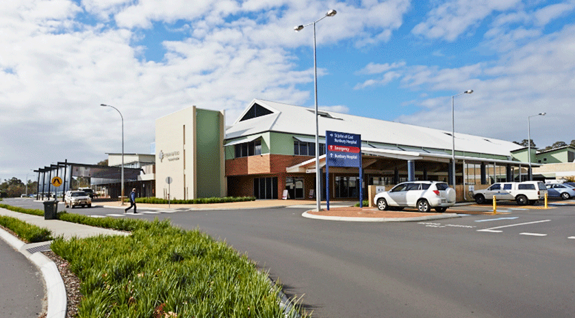 Front view of St John of God Bunbury Hospital