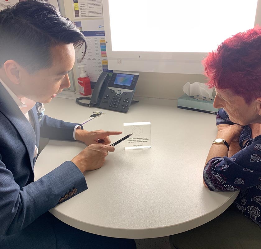 Mr Marcus Ong and Vicki Vanda with magseed St John of God Bunbury Hospital