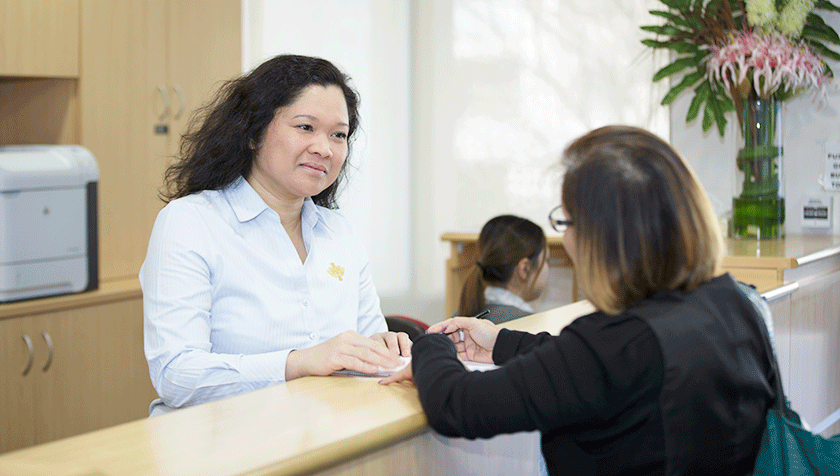  Patient at consulting suite reception