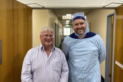 Hawkesbury's operating theatre nurse Ben Wright (pictured right) with Hawkesbury District Health Service Director of Mission Integration John Sweeting (pictured left) 