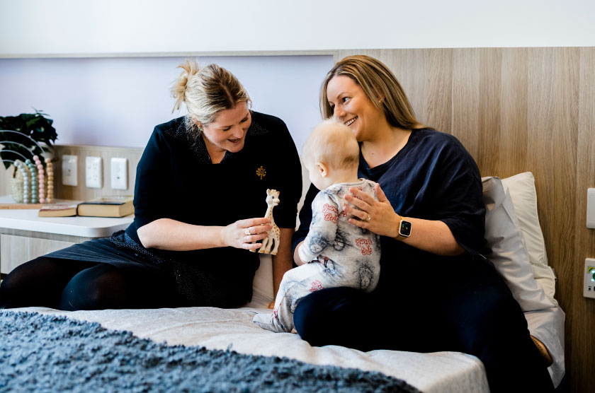 Mother and nuse in mother and baby unit at St John of God Langmore Centre