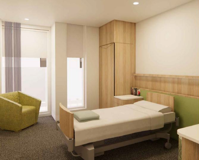 Artist impression of a patient room at Langmore Centre.