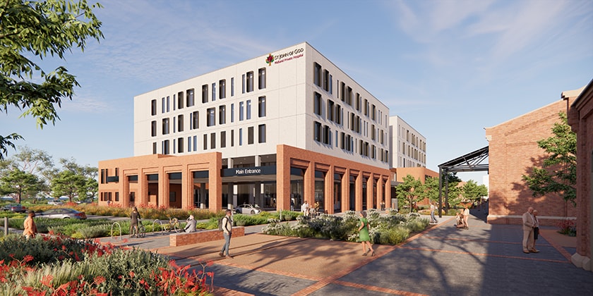Render of the new St John of God Midland Private Hospital.