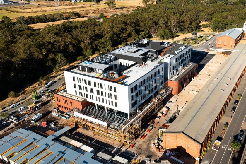 Aerial shot from the Midland Private hospital during contruction works