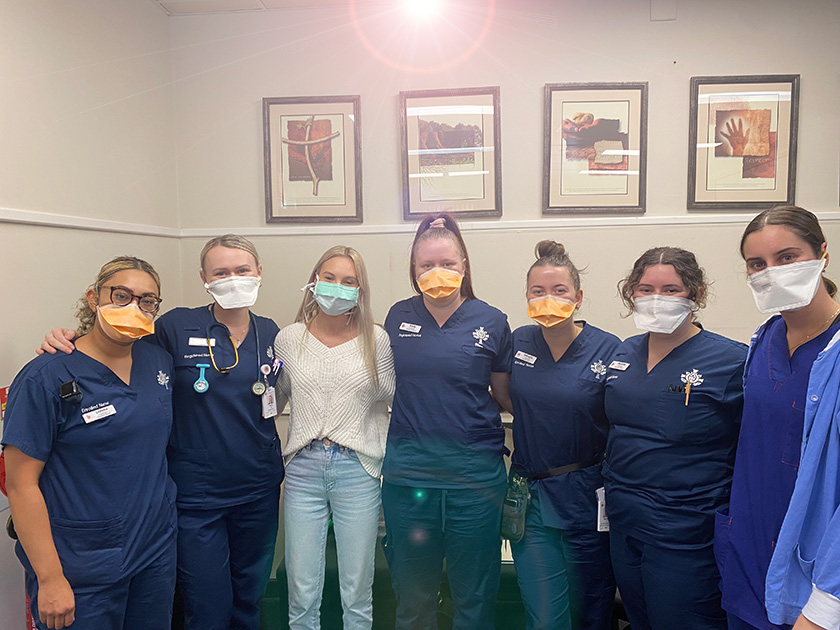 Caregivers wearing scrubs and masks from St John of God Mt Lawley Hospital