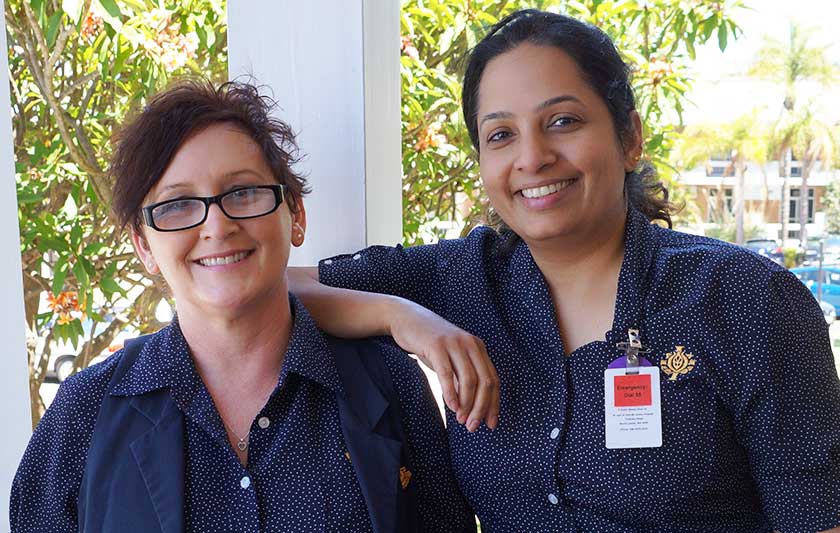 Nursing caregivers Sakina Bhavnagarwala  and Colleen Fossey