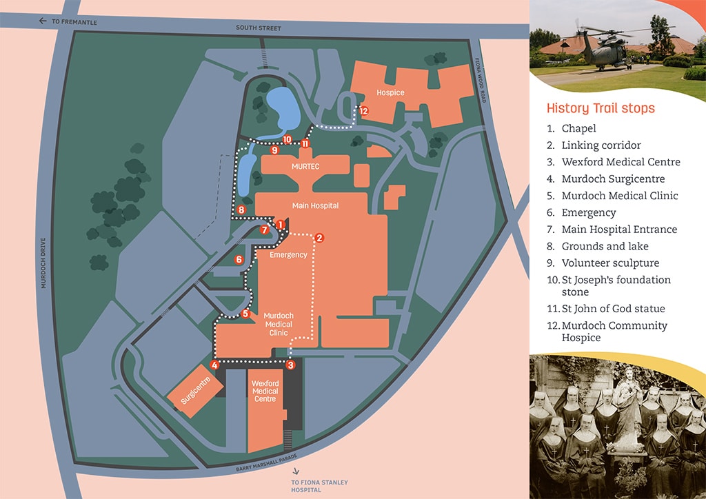 Map of the St John of God Murdoch Hospital History Trail