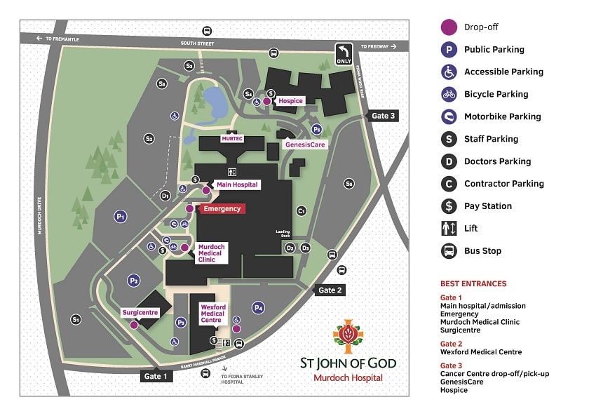 St John of God Murdoch Hospital campus map 2022 including new building GenesisCare