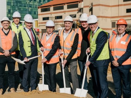 Hospital and construction representatives breaking ground for the Orthonova orthopaedic hospital development
