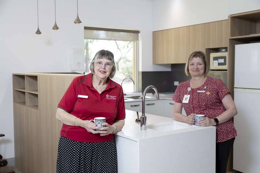 Hospice Caregivers stand for image in the newly refurbished Murdoch Community Hospice kitchen