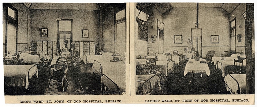 St John of God Subiaco Hospital mens and ladies wards in 1898