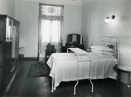 St John of God Subiaco Hospital private room with hand basin circa 1950