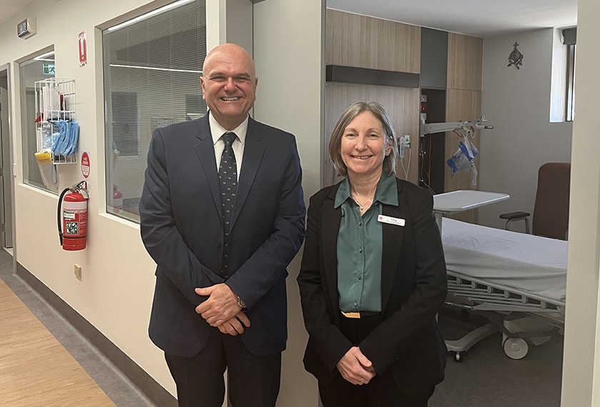 Icon Cancer Centre WA State Manager Colin La Galia and St John of God Subiaco Hospital CEO Tina Chinery.