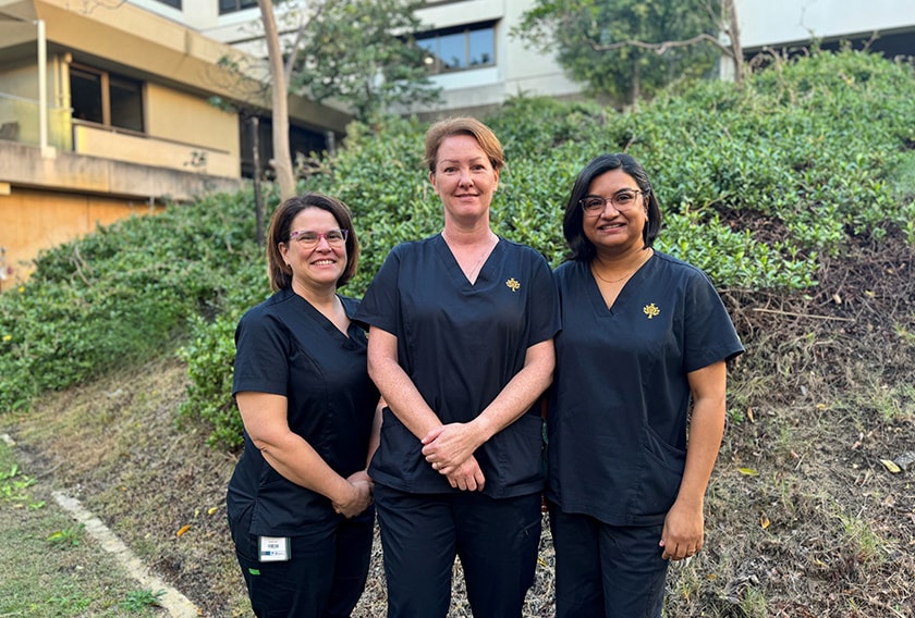 St John of God Subiaco Hospital Acting Nurse Unit Manager Christine Heald, and Clinical Nurses Lee Pellicciotta and Lincy Thomas
