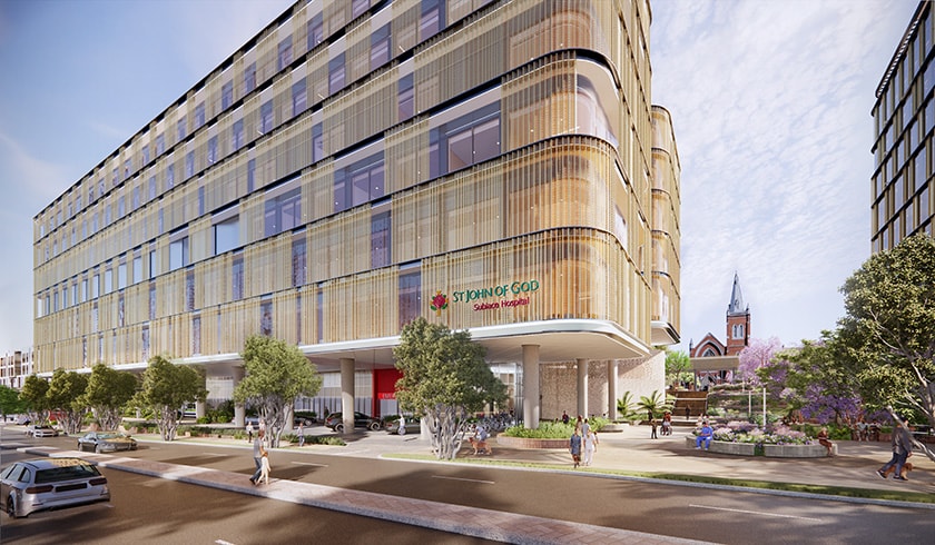 Render of the new clinical block at St John of God Subiaco Hospital