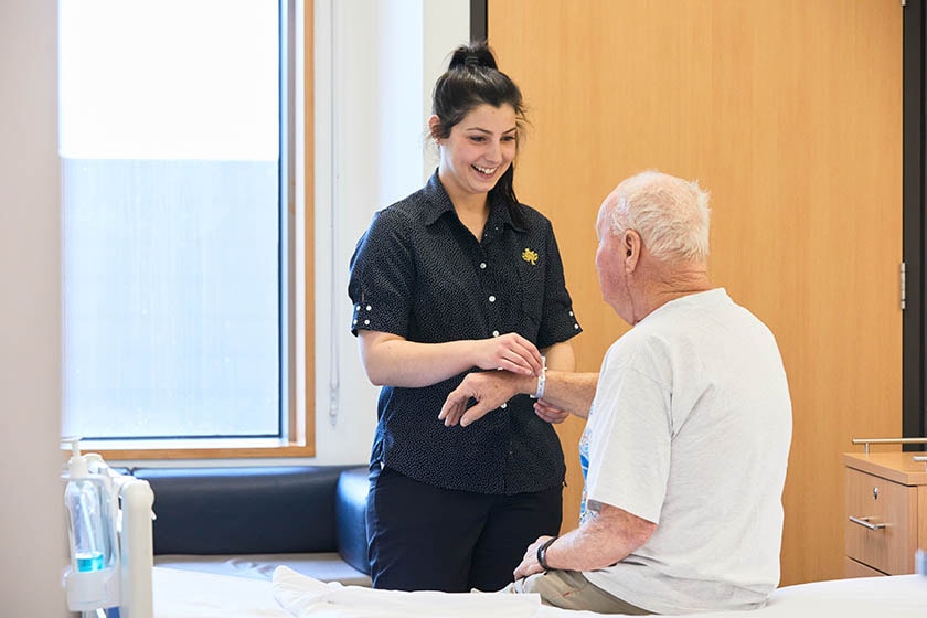 Caregiver with patient