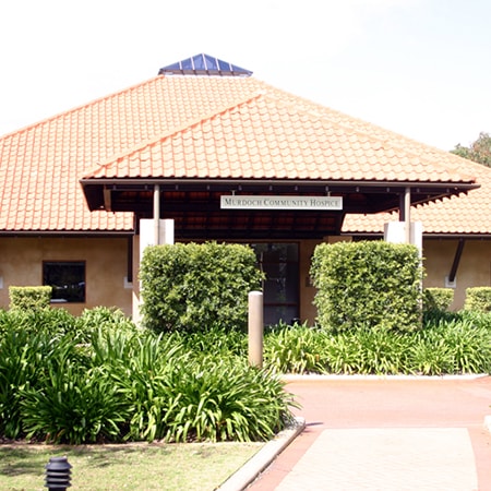 Exterior of the front entrance to Murdoch Community Hospice