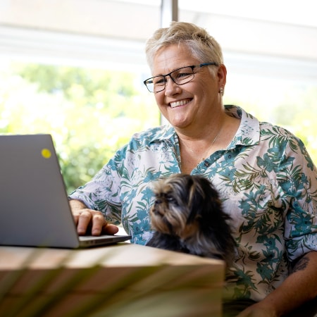 Digital information technology caregiver working from home