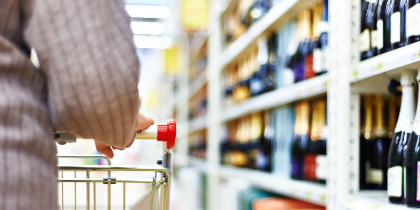 Shopping isle with alcohol
