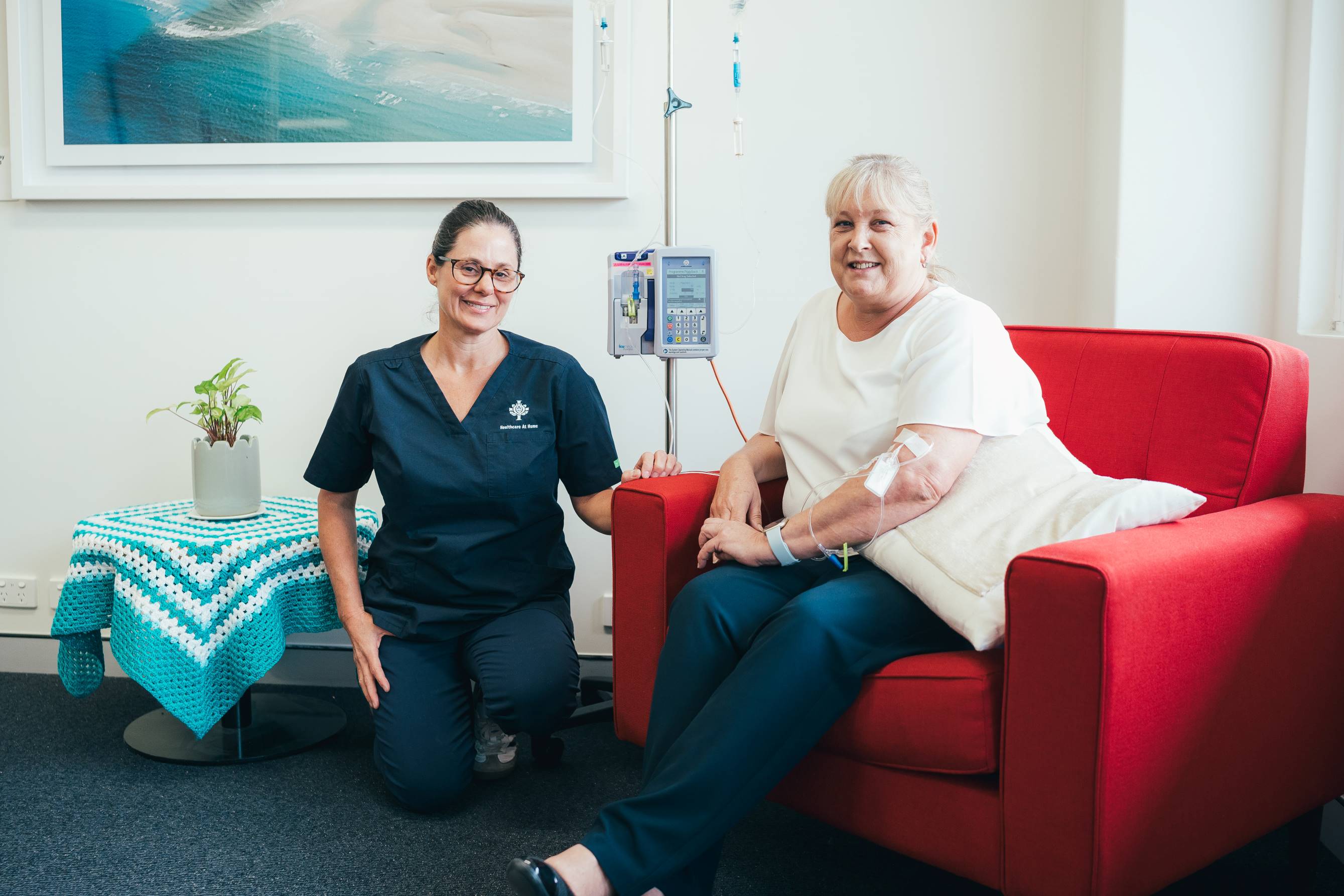 Caregiver assisting patient in their home