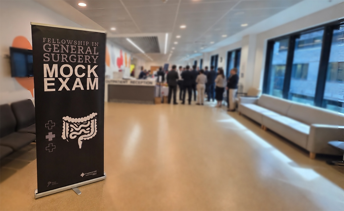 A pull up banner that reads 'Midland mock exam'